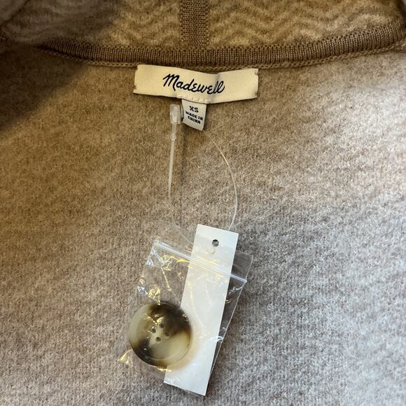 Madewell Herringbone Mattson Sweater Wool Coat Heather Stone Sz XS Oversized NWT - Picture 8 of 8